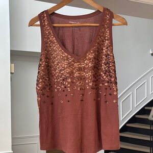 Express Bronze Sequin Tank Top NWT